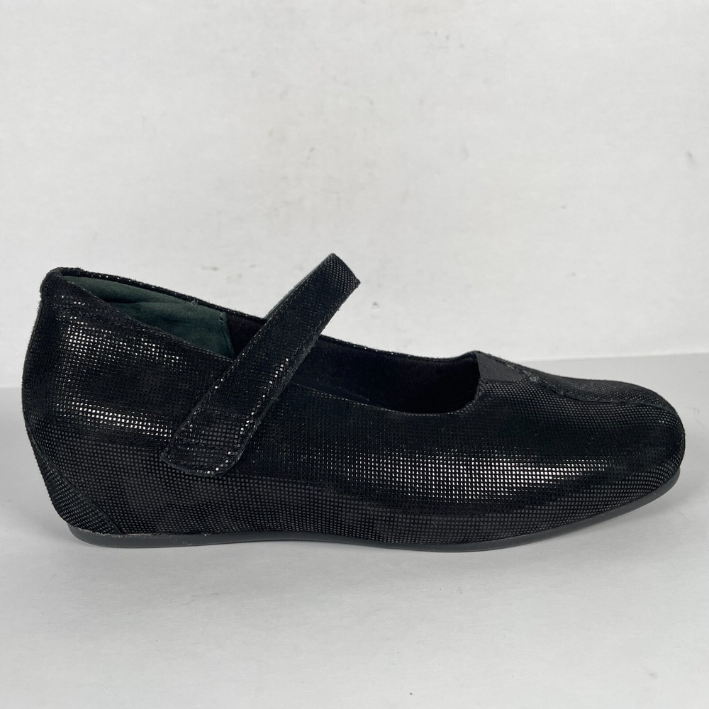 Ziera Rival Wedge Mary Jane Shoes Womens Size 36 US 6 M Black Suede Shimmer